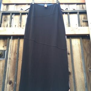 Rifat Ozbek black panel stretchy maxi skirt, 10 US